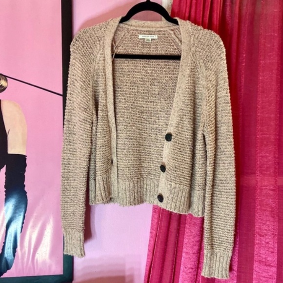 American Eagle Dusty Rose Knit Fall Cardigan Women’s Relaxed Fit Medium - Picture 1 of 6